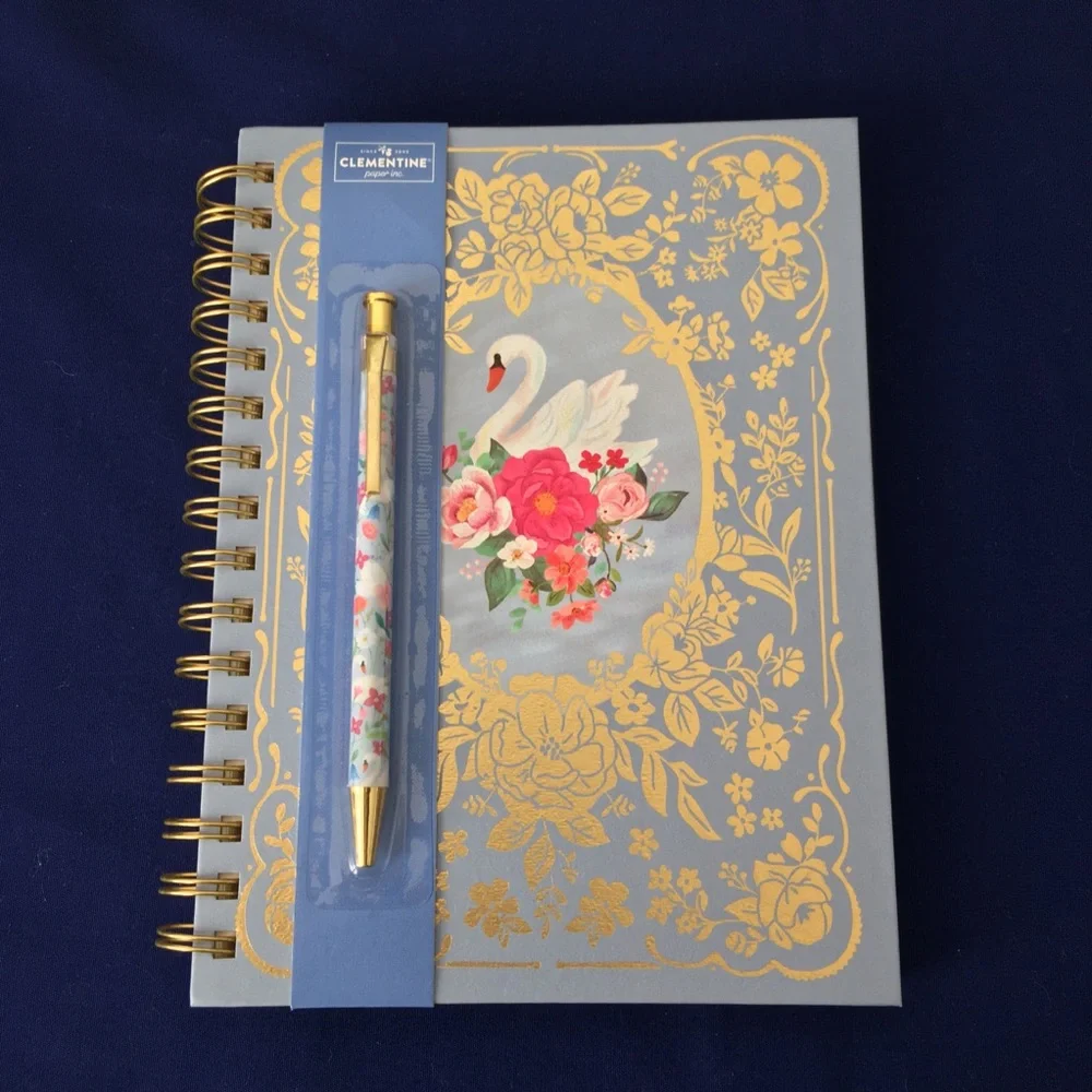 Clementine Spiral Notebook ~ Elegant Swan